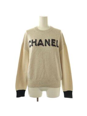 Chanel Cashmere Logo Knit Sweater Long Sleeve Blend 36